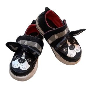 Toddler Size 5 Converse Dog Shoes Boston Terrier French Bulldog Velcro Slip On